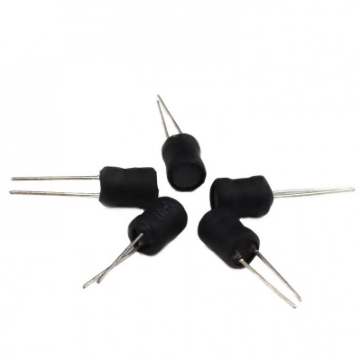 Picture of 5pcs Radial Inductor 220uH Magnetic Core Ferrite Drum Core Choke Power Inductor Through Hole Lead For PCB Board Electronics Projects DIY