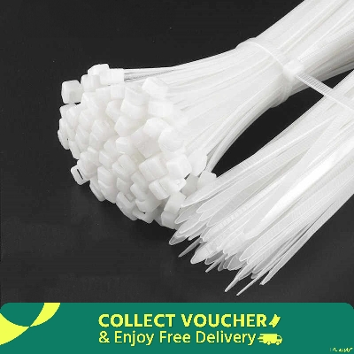 Picture of 100Pcs-CABLES TIES 4 Inch WHITE Cable Ties 4" Inch Smart Work 100x3mm Long 100mm Nylon Patch Wrap Cable Ties Nylon Plastic Zip Tie 