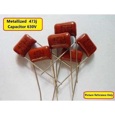 Picture of 5Pcs- METALLIZED 473j 630V Metallized 473j 630V Polypropylene Capacitor Mylar 47nF Polyester Film Capacitors 2 Pin Leads Terminals Connections Leg