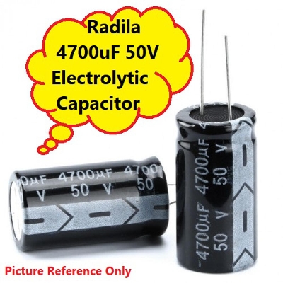 Picture of 4700uF 50V RADIAL Electrolytic Capacitor 4700uF 50V Radial Polarized Aluminum Electrolytic Capacitors 2 Pin Leads Connections Leg