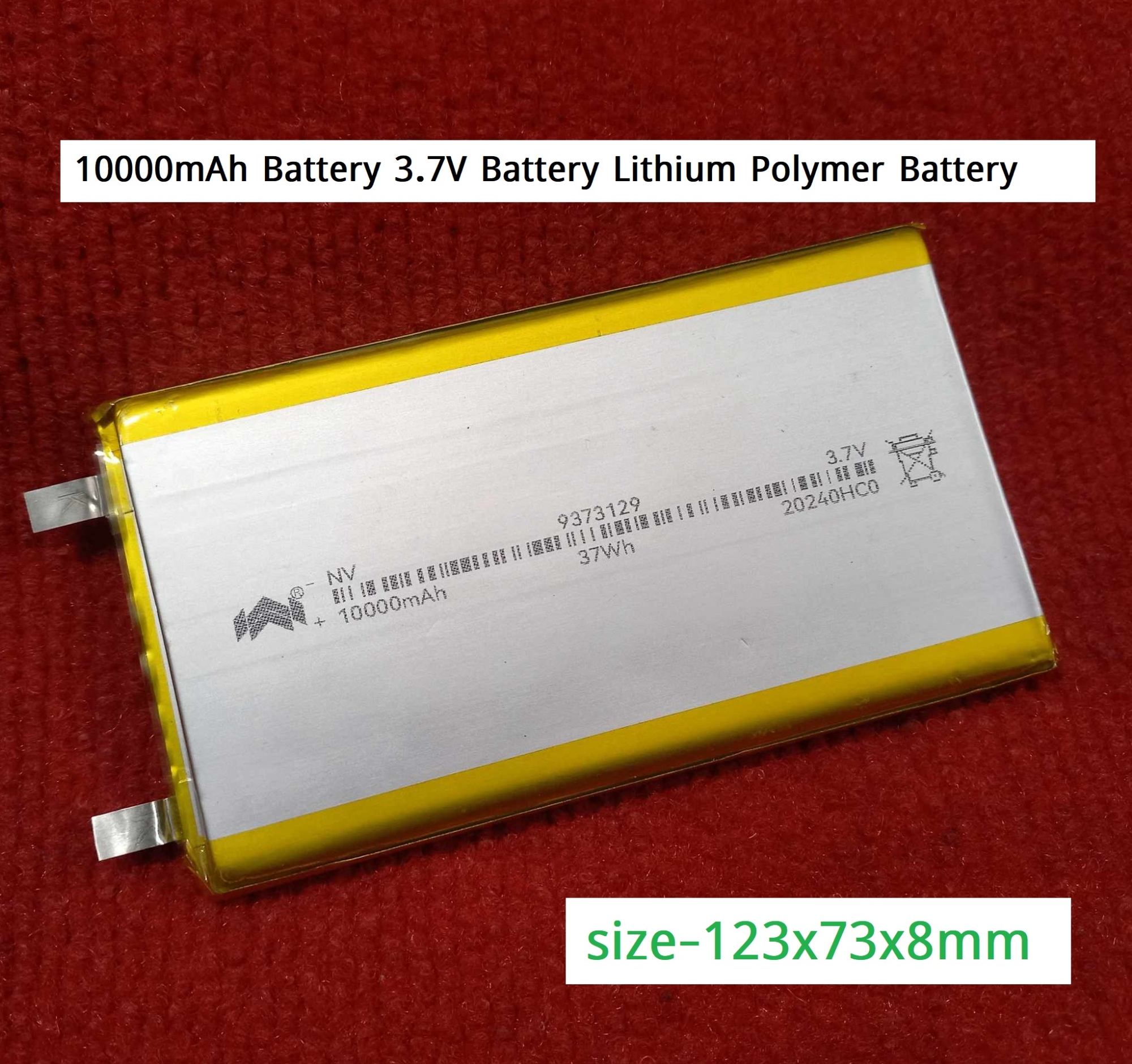 Picture of HEAVY DUTY 10000mAh Battery 3.7V Battery Lithium Polymer Battery 10000mAh Rechargeable Battery 3.7V Rechargeable Battery Size 123x73x8mm 10000mAh Lipo Battery For Power Bank