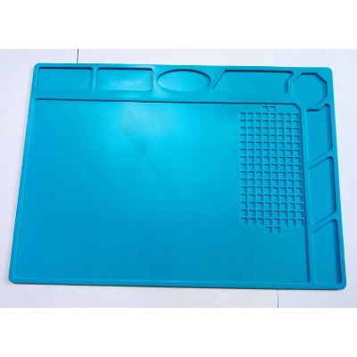 Picture of Heat Insulation Silicone Repair Mat, Anti-Static Station Magnetic Repair Silicone Work Pad For Cellphone, Laptop, Watch, Heat Resistant Pad 500°C For Soldering Station Iron- Blue 12.5 x 9 Inch