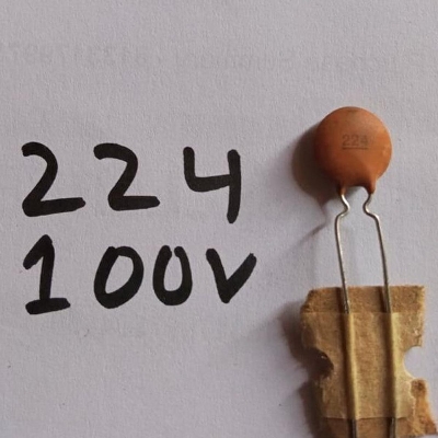 Picture of 25Pcs - 224 220nF 100V CERAMIC Capacitor Mini Ceramic Capacitor 224 220nF 100V Ceramic Disc Capacitor Non-Polarized Through Hole 2 Pin Leads Connections Leg