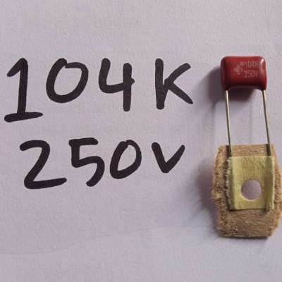 Picture of 10Pcs-METALLIZED 104K 250V Metallized 104K 250V Polypropylene Capacitor Mylar 100nF Polyester Film Capacitors 2 Pin Leads Terminals Connections Leg