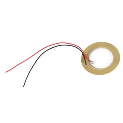 Picture of 27mm Buzzer COPPER PIEZO ELEMENT 27mm Sounder Sensor Trigger Drum Disc Vibration Knock Sensor Copper Piezo Element With Cables