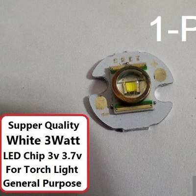 Picture of BIG LENS LED WHITE Color 3Watt LED Chip 3.1V 3.7V 3W With Metal Plate Heatsink Heat Sink Aluminum Base 16mm PCB For High Power Torch Light LED Bulbs 3W LED Light Bulbs