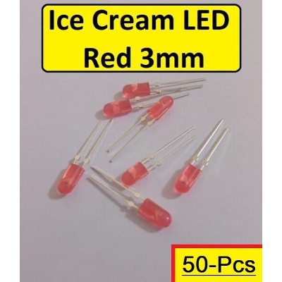 Picture of 50Pcs- 3mm ICE CREAM RED Colorful 3mm Ice Cream LED Light Bulbs 3mm LED Light Ultra Bright Red LED Light Emitting Diode For LED Torch Light Electronic Project DIY
