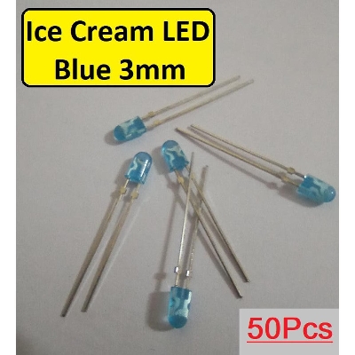 Picture of 50Pcs- 3mm ICE CREAM BLUE Colorful 3mm Ice Cream LED Light Bulbs 3mm LED Light Ultra Bright Blue LED Light Emitting Diode For LED Torch Light Electronic Project DIY