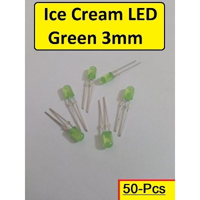 Picture of 50Pcs- 3mm ICE CREAM GREEN Colorful 3mm Ice Cream LED Light Bulbs 3mm LED Light Ultra Bright Green LED Light Emitting Diode For LED Torch Light Electronic Project DIY