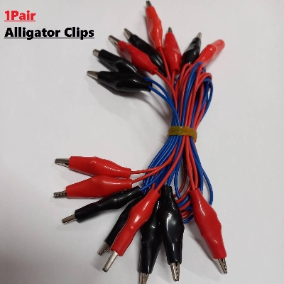 Picture of 1Pair- Mini Battery Clips Test Leads 45cm Cables Length Double Ended Head Jumper Wire Clip 