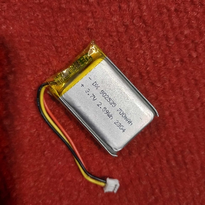 Picture of 700mAh Battery 3.7V Battery 2.59Wh Battery Size 35x25x8mm 3.7V Rechargeable Battery Lithium Battery 700mAh Rechargeable Battery 3 Wire 1.25mm JST Connector With Cables
