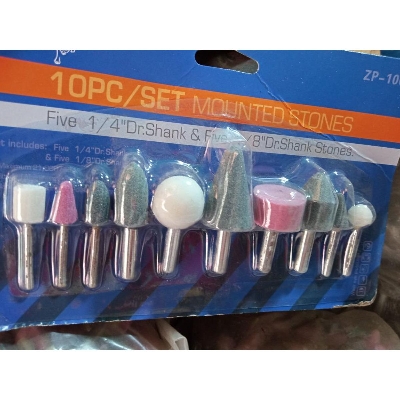 Picture of 10Pcs SET 6mm & 3mm Shank Multifunction Rotary Mounted Stone Set 1/4" Inch & 1/8" Inch Shank Rotary Grinder Polishing Grinding Sharpening Engraving Rotary Tools 