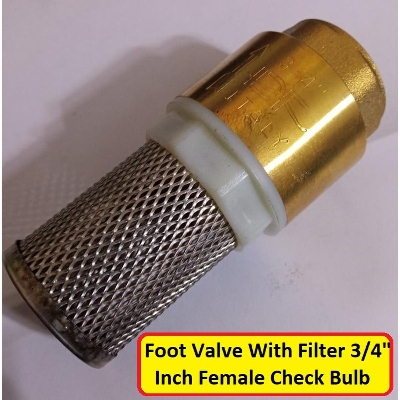 Picture of Foot Valve With Filter 3/4" Inch Female Check Bulb For 3/4" Inch Pipe Fitting Copper Body With Stainless Steel Net Filter For AC DC Waters Pump