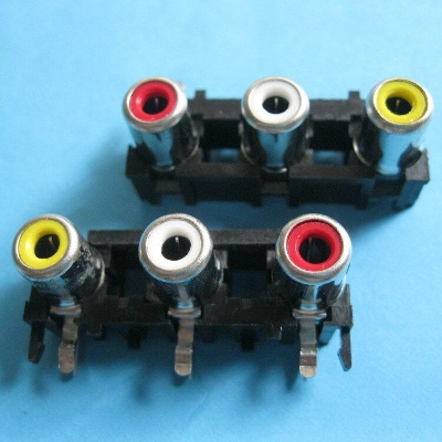Picture of 2Pcs- 3Port FEAMLE RCA Stereo Audio Video Socket 3 Positions AV RCA Socket Connector Female PCB Panel Mount Adapters For Audio Video TV Computer Speakers
