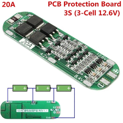 Picture of Green 3S 20A BMS Battery Protection Board 3S 20A 12.6V 18650 AA AAA Lipo Li-ion Lithium Battery BMS Chargers Protection Module Electronics Battery Management System 3S BMS 20A BMS - solar battery