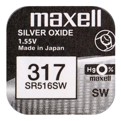 Picture of MAXELL 317 SR516SW 1.55V Battery SR516 Watch Battery 317 Battery Button Cell SR516SW Battery 1.55V SR516 Coin Cell Battery For Watch