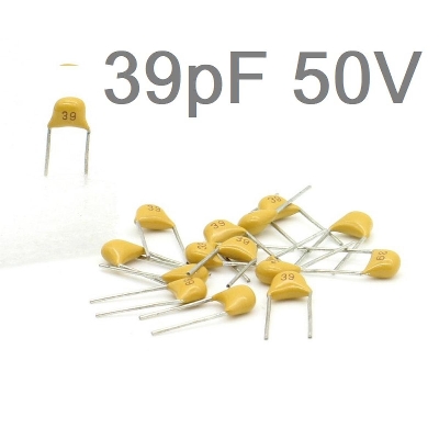 Picture of 10Pcs- 39pF Multilayer MLCC 50V Ceramic Capacitor 39pF Ceramic Capacitor 50V Monolithic Ceramic Chip Capacitor 5.08mm Pitch MLCC Non-Polarized 2 Pin Leads