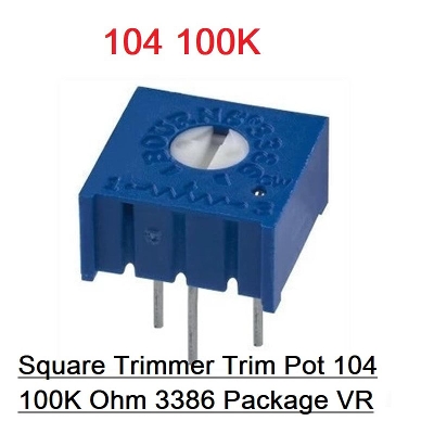 Picture of 3Pcs- 3386 104 100K Ohm Potentiometer 100K 1/2W 3 Pin Leads Square Shape 104 Potentiometer Top Adjustment Variable Resistors 100K Potentiometer 104 Trimpot Trimmer