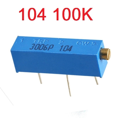 Picture of 3006 MULTITURN 104 100K Ohm Potentiometer 100K 750mW 3 Pin Leads 19mm Side Linear Shape Trimming 104 Potentiometer VR Pot Variable Resistors 100K Potentiometer 104 Trimpot Trimmer