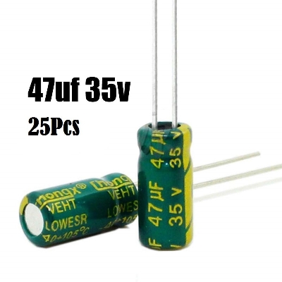 Picture of 10Pcs- 47uF 35V Capacitor RADIAL Electrolytic Capacitor 47uF Capacitor 35V Radial Polarized Aluminum Electrolytic Capacitors 2 Pin Leads Connections Leg