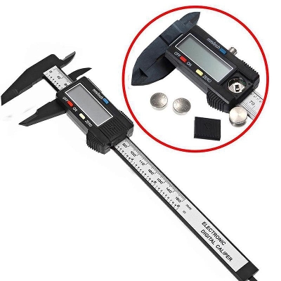 Picture of Carbon Fiber 6 Inch Digital Vernier Calipers 6 Inch 150mm Scale Electronic Digital Slide Caliper Ruler Measuring Gauge Scale With Large LCD Display Inch Millimeter Hand Tools