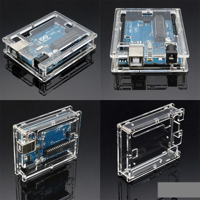 Picture of Arduino CASE Transparent ACRYLIC Case Arduino Uno R3 Case Protective Shell Gloss Plastic Box Water Clear Cover Acrylic Enclosure Arduino Uno R3 Case Adapters
