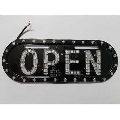 Picture of OPEN Text RGB LED Light RGB Party LED 12V Multicolor Auto Changing RGB Color 12V LED Light OPEN LED 9.5x3.5" Inch For Indoor Outdoor Home Office Restaurants Hotel