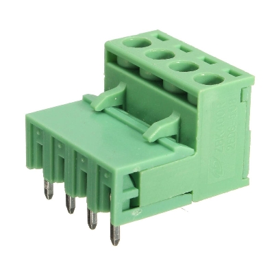 Picture of 4Pin RIGHT Angle GREEN Color MALE & FEMALE Screws Terminal Block 4 Pin 5.08mm Pitch Male Female Plug-In L Type Plug & Socket  For Electronics Cables Connectors
