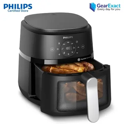 Picture of PHILIPS Air Fryer NA221 with touch panel, 1700W, 4.2 Liter, with Rapid Air Technology ,Cooking window, Extra Large (Black) (Best price)