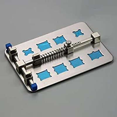 Picture of 8 Kinds Of IC Grooves With PCB Holder Stainless Steel PCB Holder Stand 130x90x21mm With IC Tray PCB Holder Circuit Board Fixture Soldering Desoldering For Mobile BGA SMD Repair Tools
