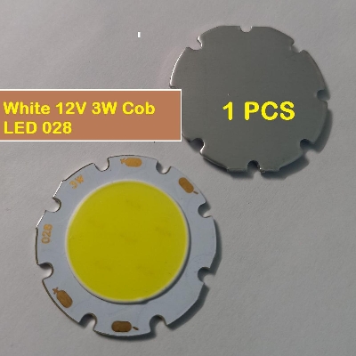 Picture of Model- 028 WHITE Color 3W 12V COB LED Chip Lights Bulbs Module COB LED Light 12V COB Light White For Floodlight Spotlight Headlights Soldering With Cable