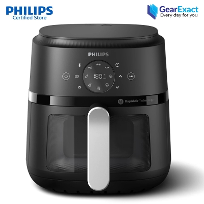 Picture of PHILIPS Air Fryer NA221 with touch panel, 1700W, 4.2 Liter, with Rapid Air Technology ,Cooking window, Extra Large (Black) (Best price)