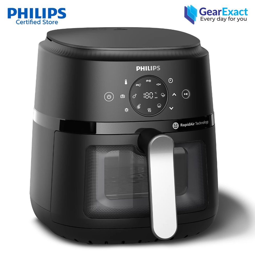 Picture of PHILIPS Air Fryer NA221 with touch panel, 1700W, 4.2 Liter, with Rapid Air Technology ,Cooking window, Extra Large (Black) (Best price)