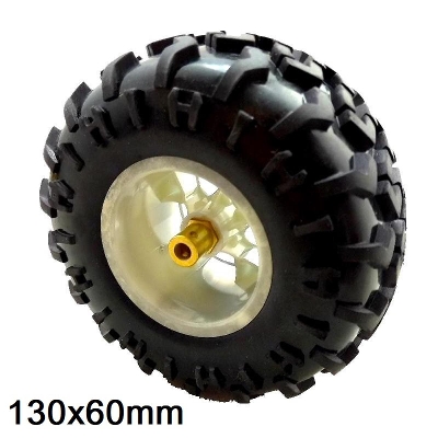 Picture of 17mm HEX With 130mm WHEEL D130mm Robotics RUBBER Tier Wheel 130x60mm With 6mm Brass Copper Long 17mm Hex Shaft Coupling Robotic Wheels Tire For Arduino Smart Robot Car Wheel DIY