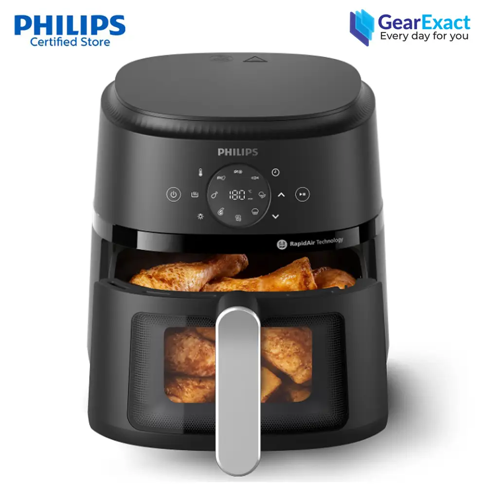 Picture of PHILIPS Air Fryer NA221 with touch panel, 1700W, 4.2 Liter, with Rapid Air Technology ,Cooking window, Extra Large (Black) (Best price)