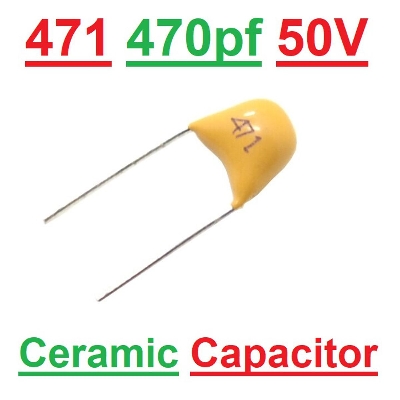 Picture of 15Pcs- 471 Multilayer MLCC 50V 0.47nF Ceramic Capacitor 471 Ceramic Capacitor 50V Monolithic 0.47nF Ceramic Chip Capacitor 5.08mm Pitch MLCC Non-Polarized 2 Pin Leads