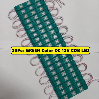 Picture of 20Pcs- GREEN  Color DC 12V COB Green LED Light COB LED Light 12V COB LED Chip 3W LED Light With Cables COB Light Bulbs For Decoration Office DIY LED Light