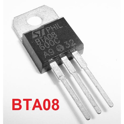 Picture of BTA08-600C TRIAC BTA08600C BTA08 TRIAC 600C BTA08-600 8A 600V TRIAC TO-220 Package 3 Pin Leads