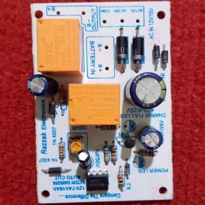 Picture of INDIAN PCB DOUBLE Relay Auto Cut Circuit 12V Double Relay 12V Auto Cut Charging Circuit Install With Adjustable VR Pot Switch Battery Charging Protection