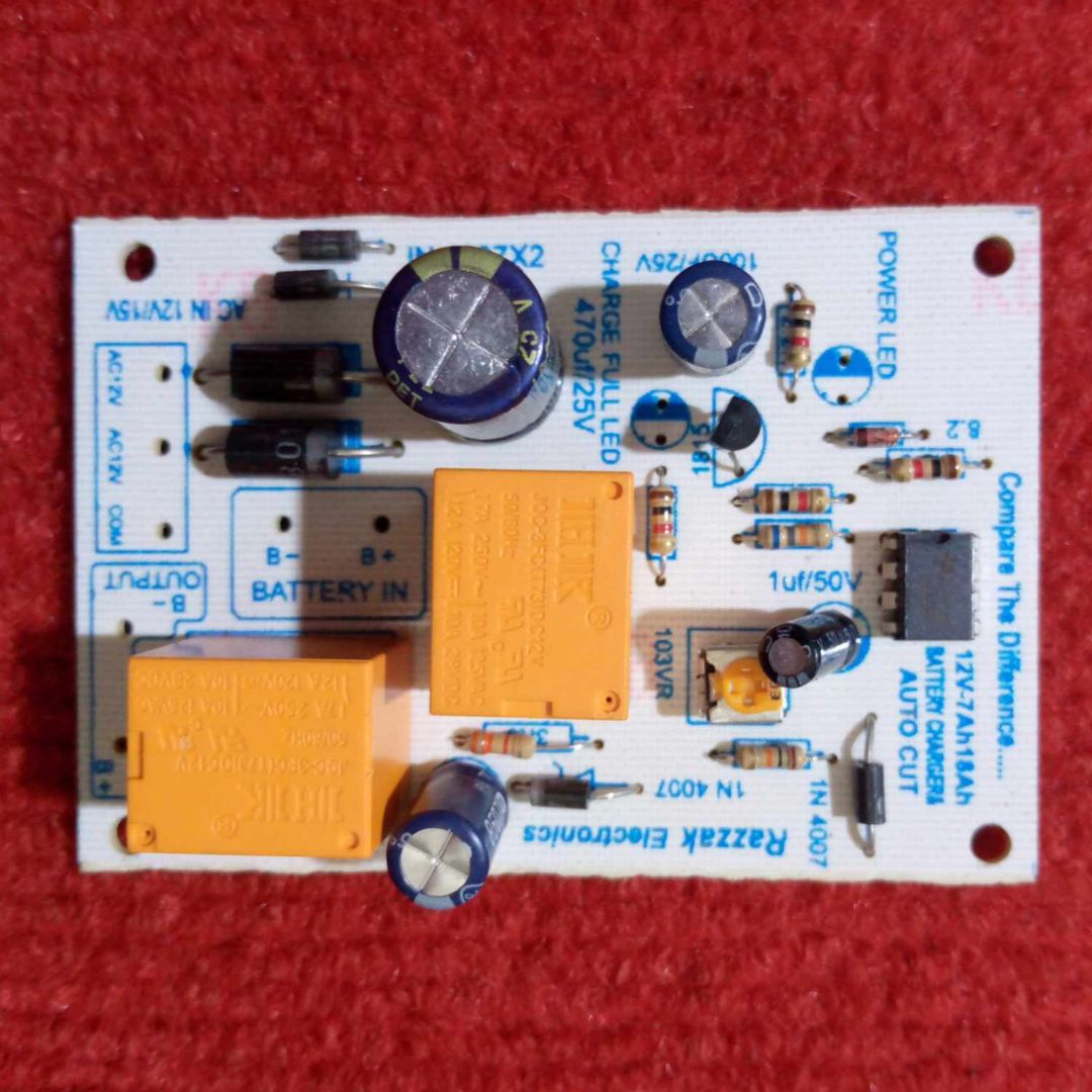 Picture of INDIAN PCB DOUBLE Relay Auto Cut Circuit 12V Double Relay 12V Auto Cut Charging Circuit Install With Adjustable VR Pot Switch Battery Charging Protection