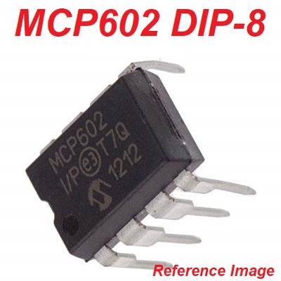 Picture of MCP602 IC MCP602 OPAMP MCP602-I/P MCP602 Dual Operational Amplifier Op-Amp DIP-8 8 Pin Leads