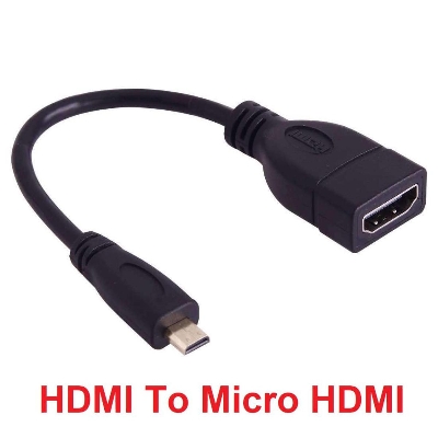 Picture of Short CABLE With Micro HDMI MALE To HDMI FEMALE Adapters Converters Micro HDMI To HDMI Adapters Male To Female Cable HDMI Compatible With Raspberry Pi 4