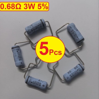 Picture of 5Pcs- 3W 0.68 Ohm Resistor Metal Oxide Film Resistor 0.68 Ohm Flameproof Power Resistor 3W 0.68 Ohm Resistor Metal Oxide Resistors 5% Tolerance 2Pin Leads Passive Components