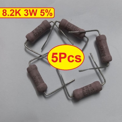Picture of 5Pcs- 3W 8.2K Ohm Resistor Metal Oxide Film Resistor 8.2K Ohm Flameproof Power Resistor 3W 8.2K Resistor Metal Oxide Resistors 5% Tolerance 2Pin Leads Passive Components