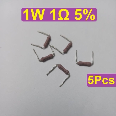 Picture of 5Pcs- 1W 1 Ohm Resistor Metal Oxide Film Resistor 1 Ohm Flameproof Power Resistor 1W 1 Resistor Metal Oxide Resistors 5% Tolerance 2Pin Leads Passive Components