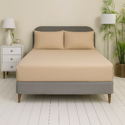  Allora Cotton Fitted Bed Sheet – Beige ALLORA BDonline shop bangladeshothoba.com