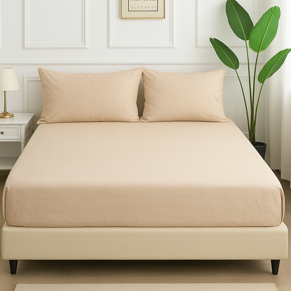  Allora Cotton Fitted Bed Sheet – Beige ALLORA BDonline shop bangladeshothoba.com