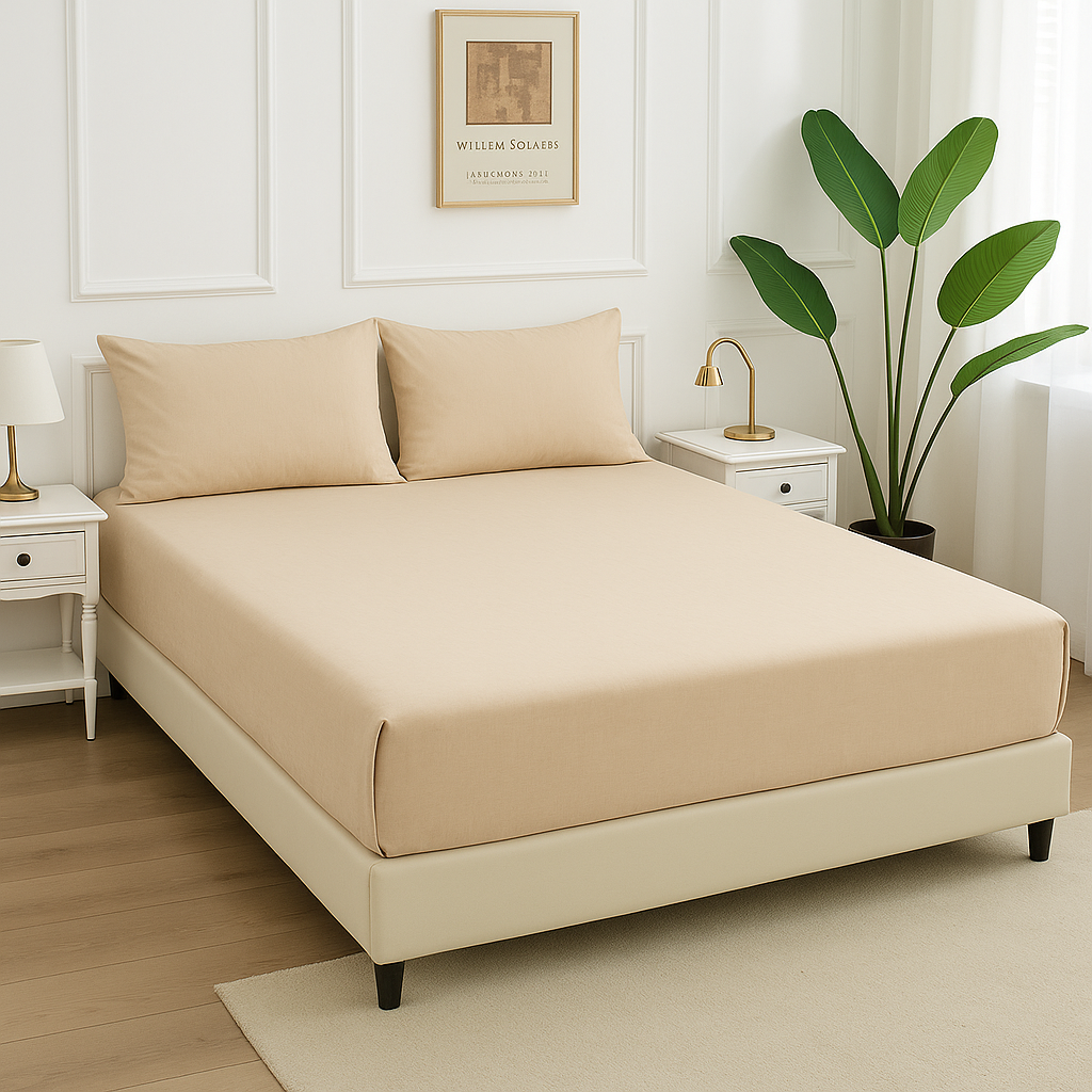  Allora Cotton Fitted Bed Sheet – Beige ALLORA BDonline shop bangladeshothoba.com