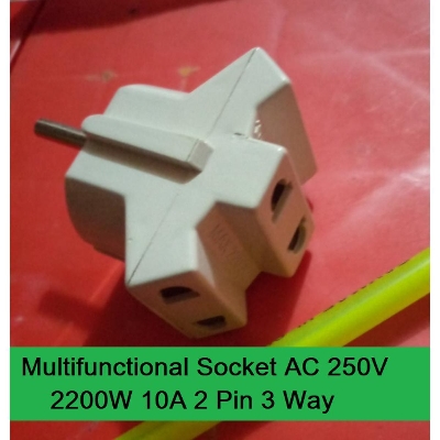 Picture of Electrical Multifunctional Socket AC 250V 2200W 10A 2 Pin 3 Way Multi Socket EU Male Plug To Multi Socket Converter 2 Pin Male Plug With 3 Point Socket Plug Connectors