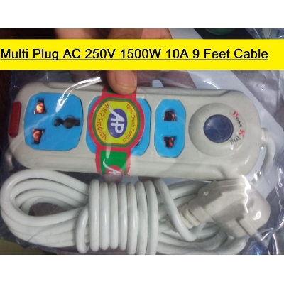 Picture of Multiplug Socket Multi Plug AC 250V 1500W 10A 9 Feet Cable Brass Contact 4 Point Socket LED Indicator Control With Single Switch Multi Usage Extension Socket